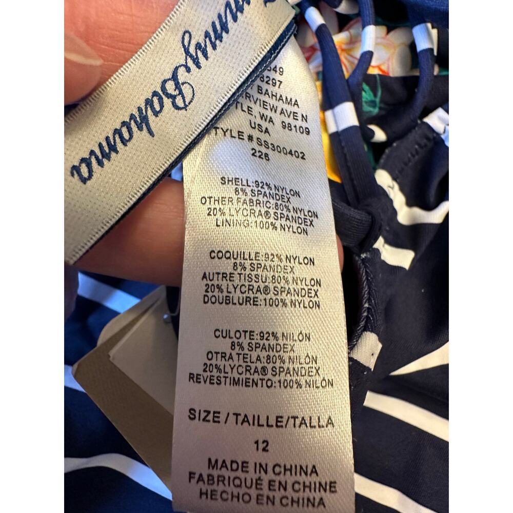 NWT Tommy Bahama Tropi-Calling Reversible Lace Back Floral/Navy Sz 12 - Picture 9 of 9